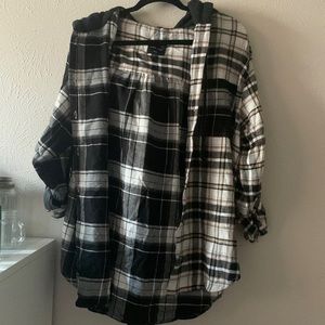 Oversized black checkered flannel